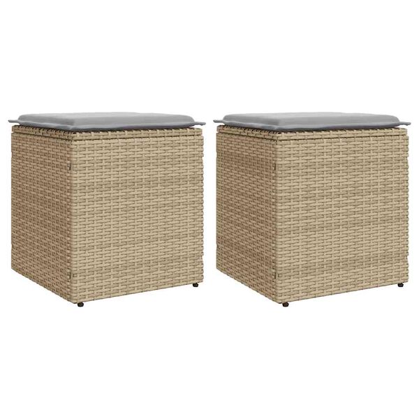 vidaXL Sgabelli Giardino con Cuscini 4pz Beige 40x40x43 cm Polyrattan