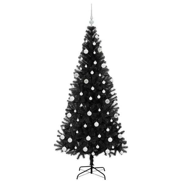 vidaXL Albero di Natale con 300 LED con supporto Nero 180 cm PVC