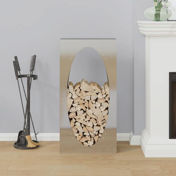 vidaXL Rastrelliera per Legna da Ardere 50x23x100 cm in Acciaio Inox