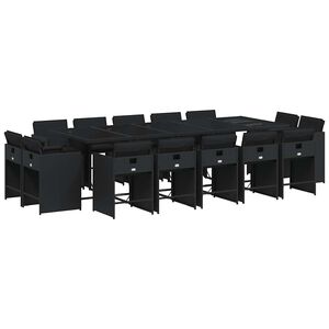 vidaXL Set da Pranzo da Giardino 15 pz con Cuscini Nero in Polyrattan