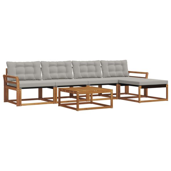 vidaXL Set di divani da esterno 6 pcs Grigio Naturale e Chiaro