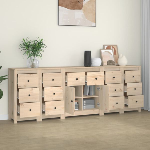vidaXL Credenza 230x35x80 cm in Legno Massello di Pino