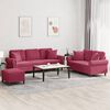 vidaXL Set di Divani 3 pz con Cuscini Rosso Vino in Velluto