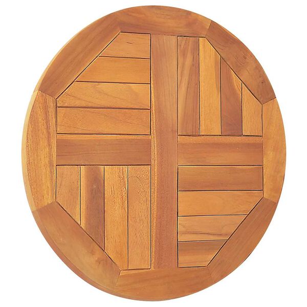 vidaXL Piano Tavolo in Legno Massello di Teak Rotondo 2,5 cm 50 cm