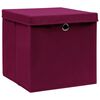 vidaXL Scatole con Coperchi 4pz Rosso Scuro 32x32x32 cm Tessuto