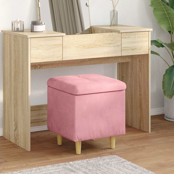 vidaXL Pouf contenitore con cuscino Rosa 40 x 40 x 45 cm Velluto