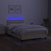 vidaXL Letto a Molle con Materasso e LED Crema 120x200cm in Tessuto