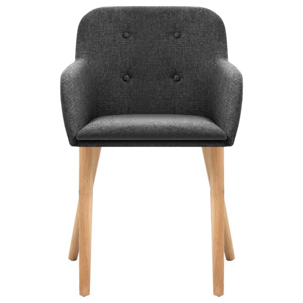 vidaXL Sedie da Pranzo 2 pz Grigio Scuro Tessuto e Massello di Rovere