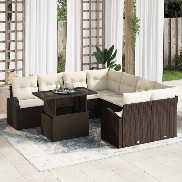 vidaXL Set Divano da Giardino 9 pcs Marrone polyrattan