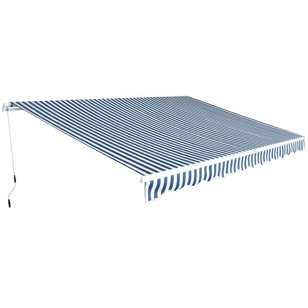 vidaXL Tenda da Sole Pieghevole Manuale 450 cm Blu/Bianca