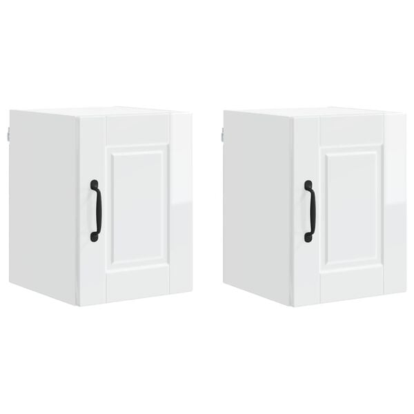 vidaXL Mobile da cucina con porta 2 pcs Bianco Lucido 30 x 31 x 40 cm