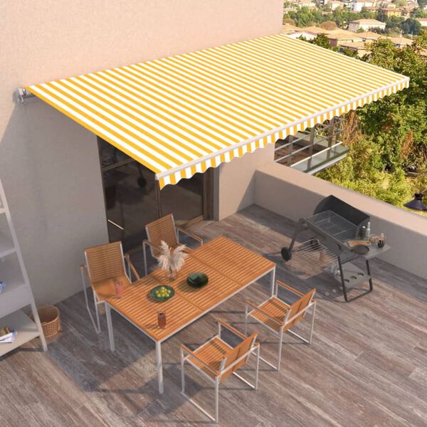 vidaXL Tenda da Sole Retrattile Manuale 600x350 cm Gialla e Bianca