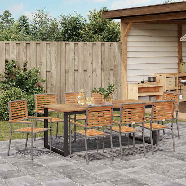 vidaXL Set da Pranzo per Giardino 9 pcs Grigio