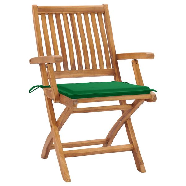 vidaXL Sedie da Giardino 2 pz con Cuscini Verdi in Massello di Teak
