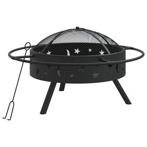 vidaXL Braciere con Attizzatoio 70 cm XXL in Acciaio