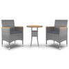 vidaXL Set da Pranzo per Giardino 3 pz in Polyrattan Grigio