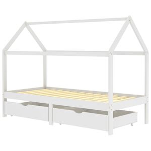 vidaXL Giroletto Bambini con Cassetti Bianco Pino Massello 90x200 cm