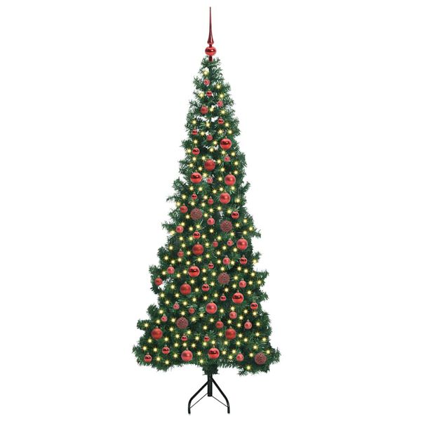 vidaXL Albero di Natale Artificiale Angolare con 300 LED Verde 180 cm