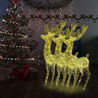 vidaXL Renne di Natale XXL in Acrilico 250 LED 3 pz 180cm Bianco Caldo