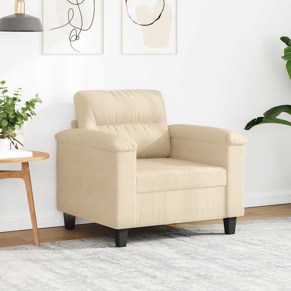 vidaXL Poltrona Crema 60 cm in Microfibra