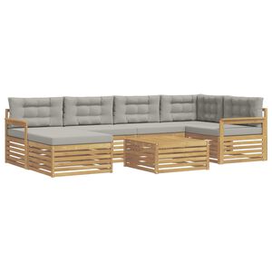 vidaXL Set di divani da esterno 7 pz Bianco e Grigio Chiaro