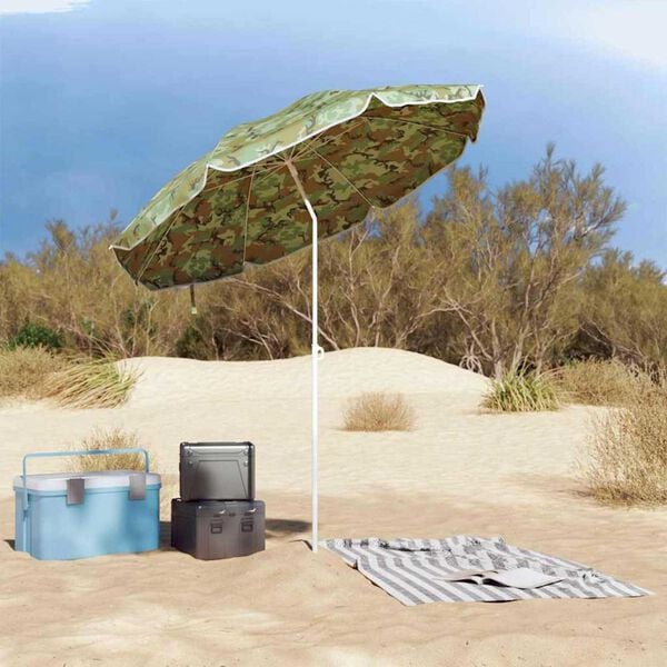vidaXL Ombrellone da Spiaggia Mimetico 161 x 193 cm Poliestere