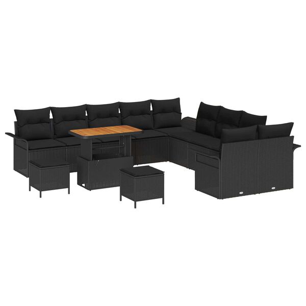 vidaXL Set Divano da Giardino 13 pcs Nero polyrattan
