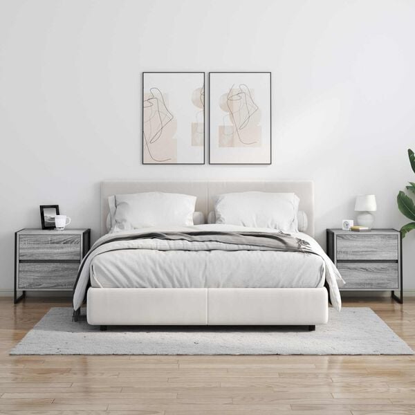 vidaXL Comodino Grigio Sonoma 50 x 39.5 x 50 cm Legno multistrato