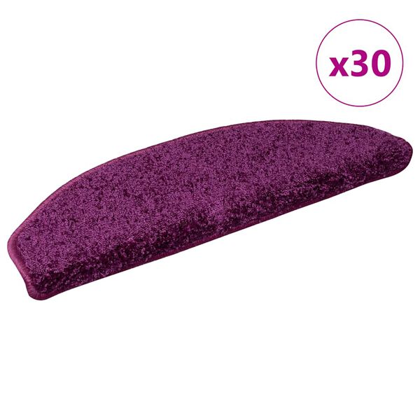 vidaXL Tappetini per scale 30 pz 65x21x4 cm Viola Semicircolari Grandi