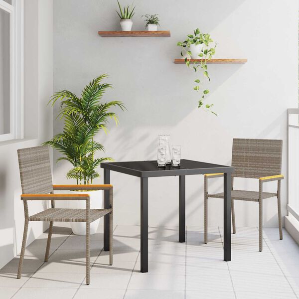 vidaXL Set da Pranzo per Giardino con cuscino 3 pcs Grigio polyrattan