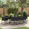 vidaXL Set da Pranzo per Giardino con cuscino 9 pcs Nero polyrattan