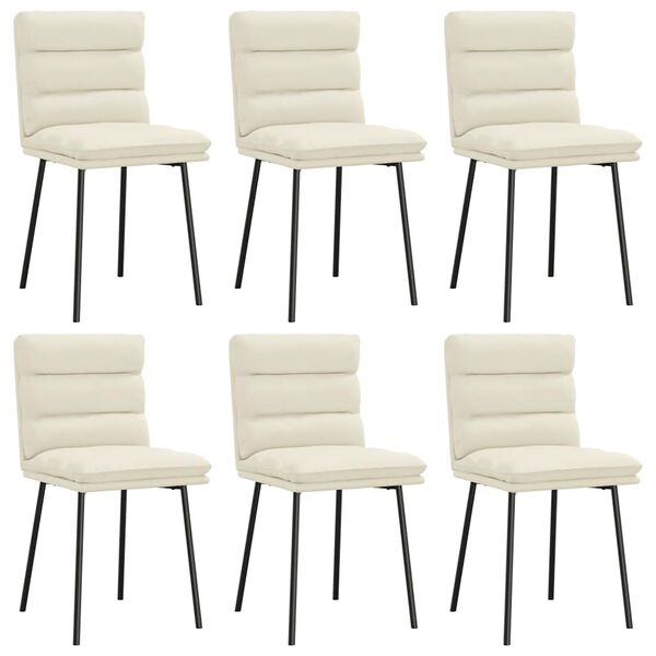 vidaXL Sedie da Pranzo 6 pz Crema in Velluto