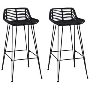 vidaXL Sgabello da bar 2 pcs Nero 44 x 46 x 91 cm Rattan e acciaio