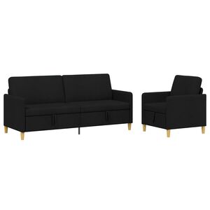 vidaXL Set di Divani con Storage 2 pz Nero Poliestere