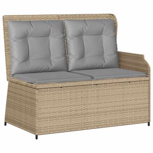 vidaXL Panchina da giardino con cuscino Beige e grigio polyrattan