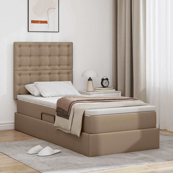 vidaXL Letto con Contenitore Cappuccino 90 x 200 cm Pelle Sintetica