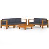 vidaXL Set Divani Giardino 5 Posti Cuscini Grigi Scuro Massello Acacia