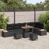 vidaXL Set Divano da Giardino con cuscino 9 pcs Nero Poly Rattan