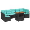 vidaXL Set Divano da Giardino 8 pz 7-Numero di posti Nero e Teal