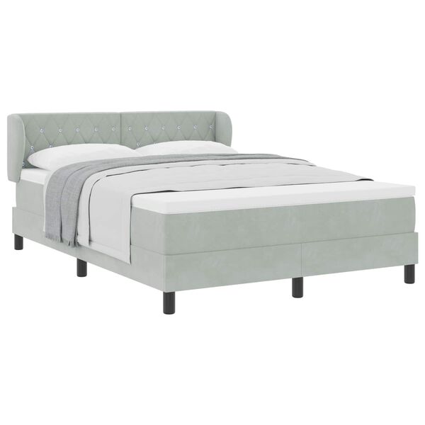 vidaXL Letto a molle con materasso Grigio chiaro 140 x 190 cm Velluto
