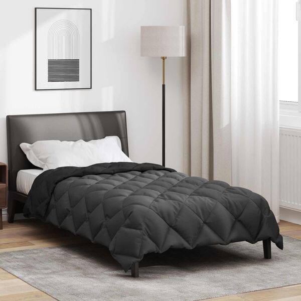 vidaXL Duvet Invernale Nero e antracite 220 x 140 cm Microfibra