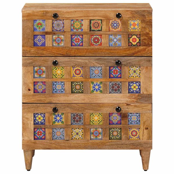 vidaXL Credenza Naturale 60 x 33 x 75 cm Legno di mango massello