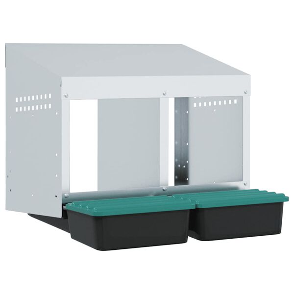 vidaXL Nido per Galline a 2 Scomparti da Parete in Acciaio Zincato