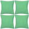 vidaXL Federe 4 pz per Cuscini in Cotone Verde Mela 40 x 40 cm