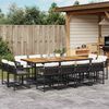 vidaXL Set da Pranzo da Giardino 13pz con Cuscini Nero in Polyrattan