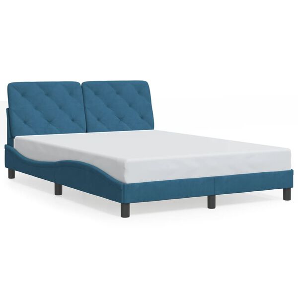 vidaXL Giroletto senza Materasso Blu 140x190 cm in Velluto