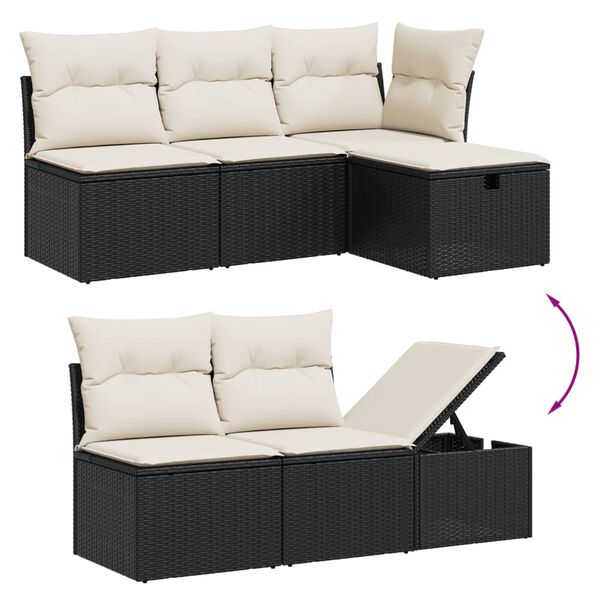 vidaXL Set Divano da Giardino 6 pz con Cuscini Nero in Polyrattan