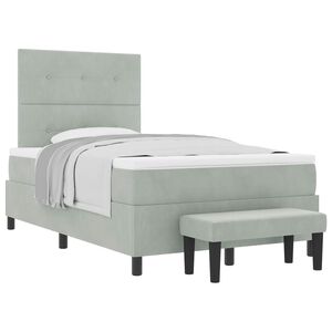 vidaXL Letto a molle con materasso Grigio chiaro 120 x 190 cm Velluto
