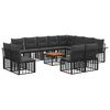 vidaXL Set di divani da esterno 13 pz Nero e Grigio scuro Poliestere