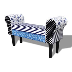 vidaXL Panchina Patchwork Blu e Bianca